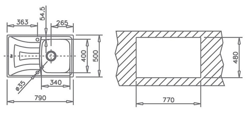 TEKA UNIVERSO 79 1C 1E REV INOX - Fregadero 45CM