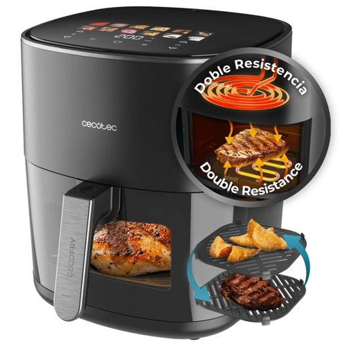 CECOTEC CECOFRY&GRILL DUOHEAT 8000 Negro - Freidora de Aire 2200W 8L