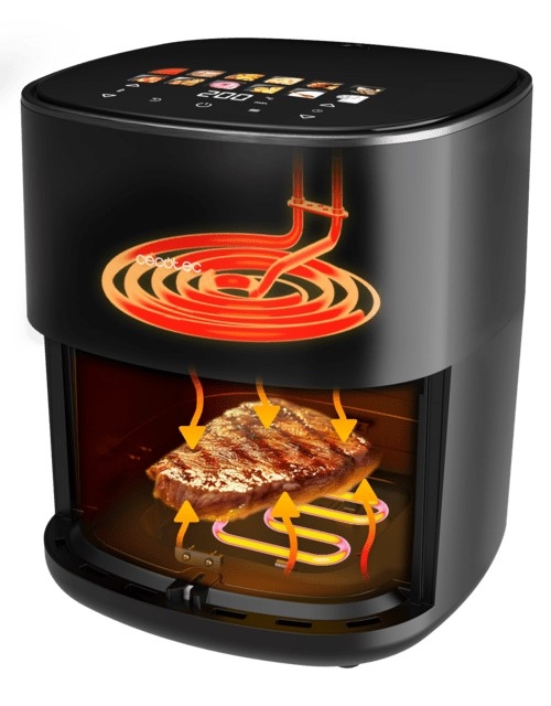 CECOTEC CECOFRY&GRILL DUOHEAT 8000 Negro - Freidora de Aire 2200W 8L