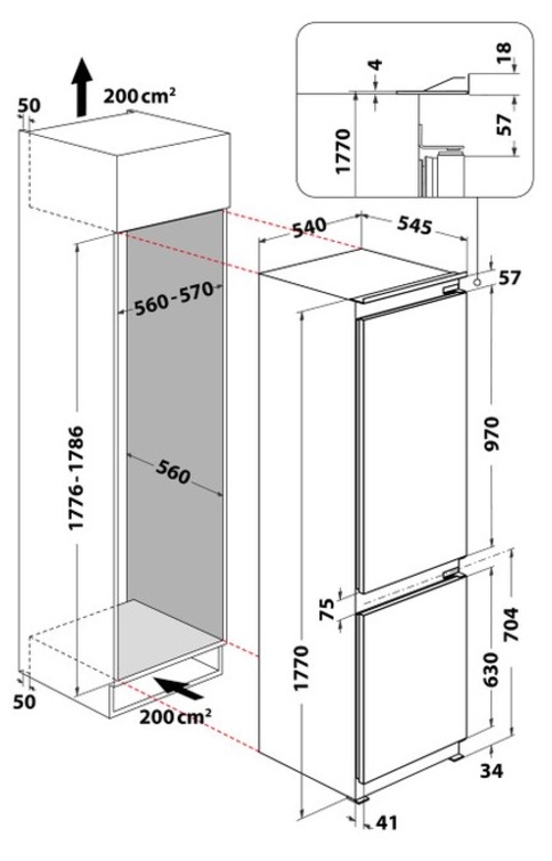 WHIRLPOOL WHC18D031A1  - Frigorífico Combi Cíclico Integrable