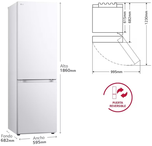LG GBV3100ESW Blanco - Frigorífico Combi No Frost