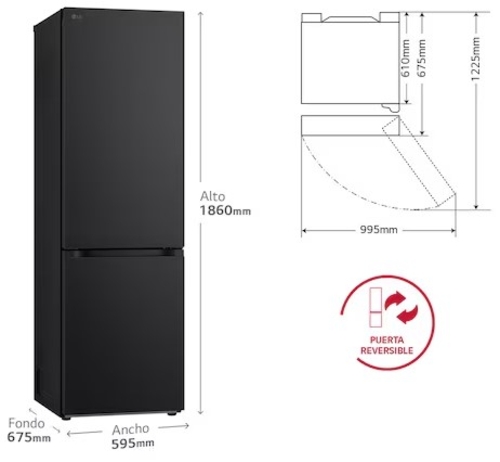LG GBV3100CEP Negro Grafito - Frigorífico Combi No Frost