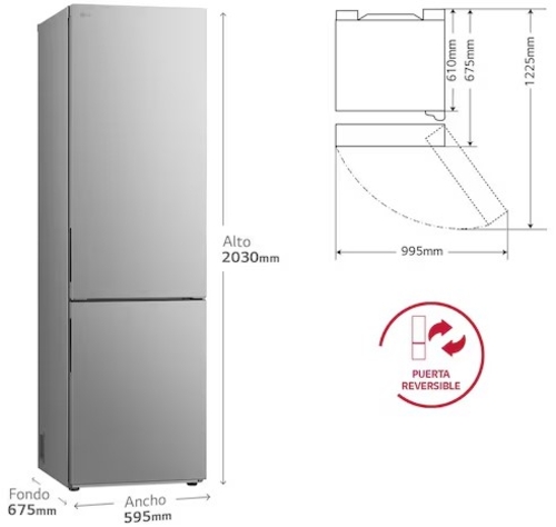 LG GBV22NCBPY INOX - Frigorífico Combi No Frost