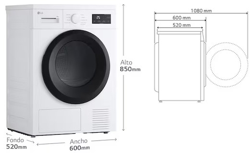 LG RHA1008NWK Blanco - Secadora Bomba de Calor 8KG 
