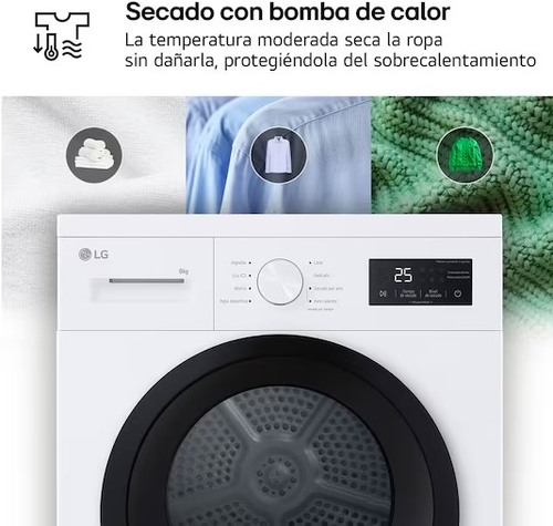 LG RHA1008NWK Blanco - Secadora Bomba de Calor 8KG 