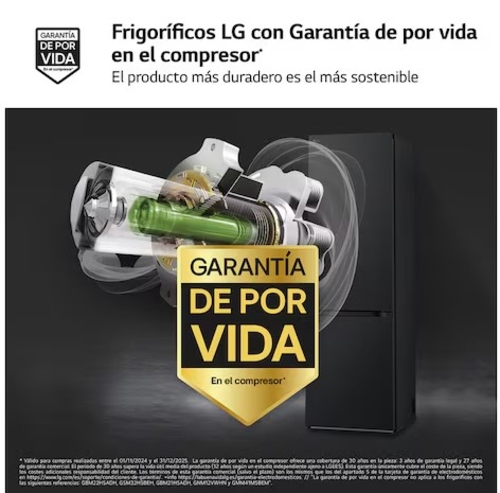 LG GBV3200CEP Negro - Frigorífico Combi No Frost