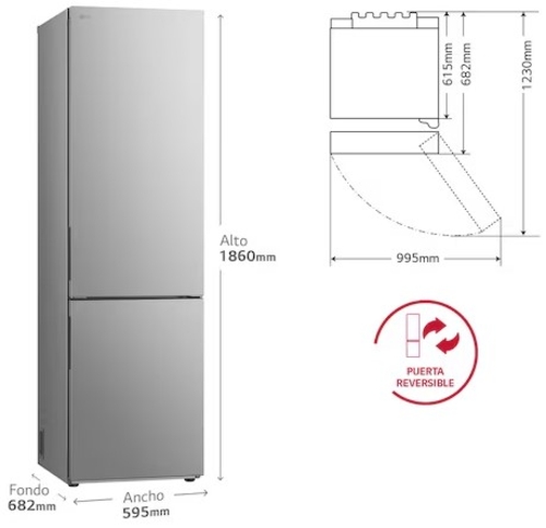 LG GBV21NCDPY INOX - Frigorífico Combi No Frost