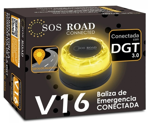 sos road V 16  Negro - Baliza de Emergencia DGT 3.0