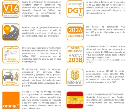 sos road V 16  Negro - Baliza de Emergencia DGT 3.0