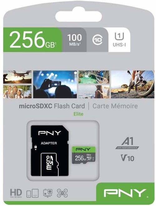 PNY ELITE MICROSDXC FLASH - Tarjeta de Memoria 256GB + Adaptador