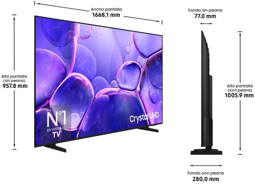 SAMSUNG TU75U8005FUXXC Negro - TV 75" UHD 4K Smart TV