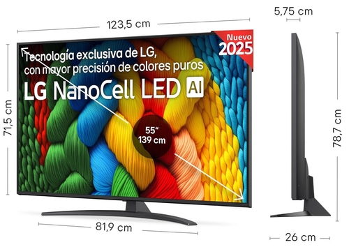 LG 55NANO81A6A Negro - TV 55" NanoCell 4K Smart TV
