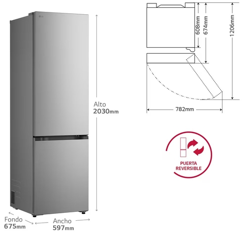 LG GBBSJ20DPY INOX - Frigorífico Combi No Frost