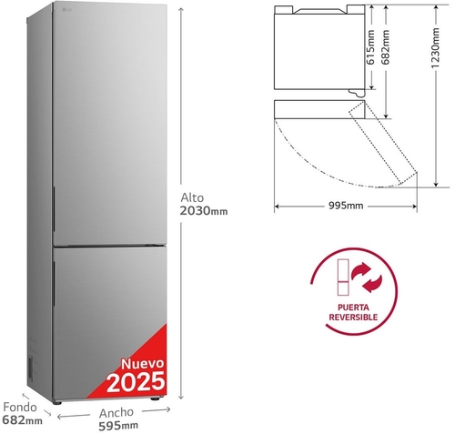 LG GBV22NCCPY INOX - Frigorífico Combi No Frost