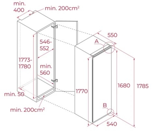 TEKA RSL 73385 FI Integrable - Nevera Una Puerta No Frost
