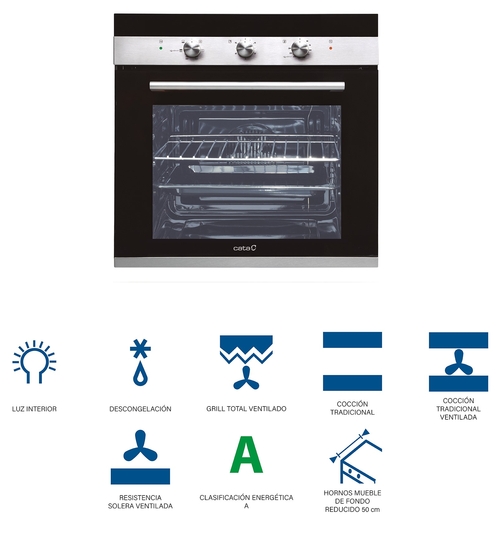 Horno Multifunción CATA  CM 760 AS BK CRISTAL NEGRO  50L