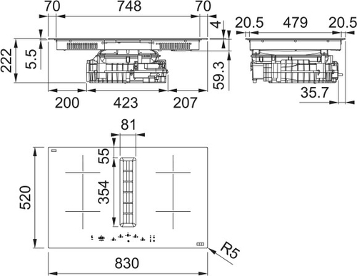 MEPAMSA INDU VALUE Negro - Vitrocerámica de Inducción + EXTRACTOR 83CM