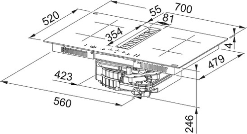 MEPAMSA INDU VALUE-R Negro - Vitrocerámica de Inducción + EXTRACTOR 70CM