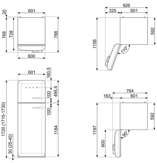SMEG FAB30LPK6 Rosa - Frigorífico Dos Puertas Cíclico