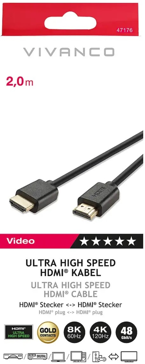 VIVANCO HDMI 47176 Negro - Cable 2m
