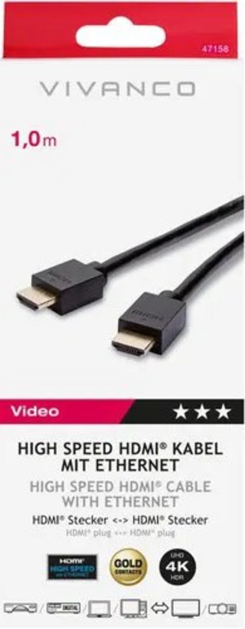 VIVANCO HDMI 47158 Negro - Cable 1m
