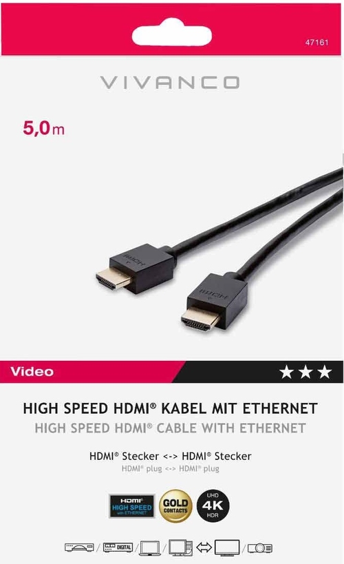 VIVANCO HDMI 47161 Negro - Cable 5 m