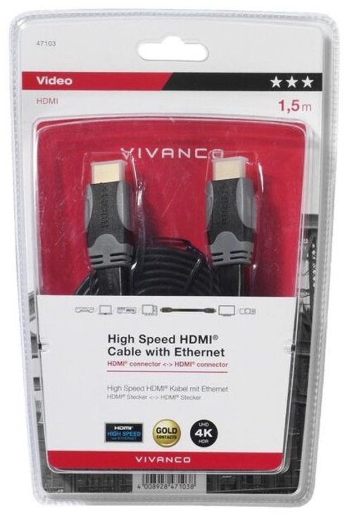 VIVANCO HDMI PLANO 47103 Negro - Cable 1.5 m