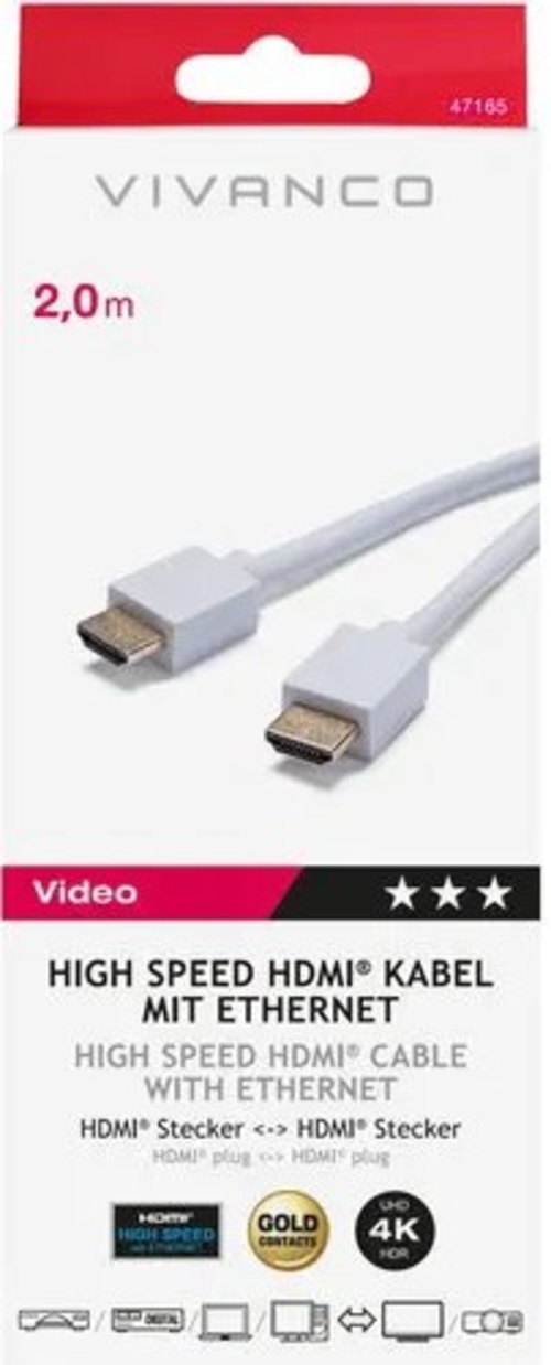 VIVANCO HDMI 47165 Blanco - Cable 2 m