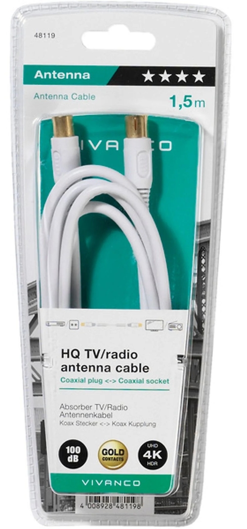 VIVANCO COAXIAL M/H 48119 Blanco - Cable 1.5 m