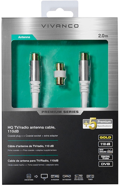 VIVANCO COAXIAL M/H 43149 Blanco - Cable 2 m