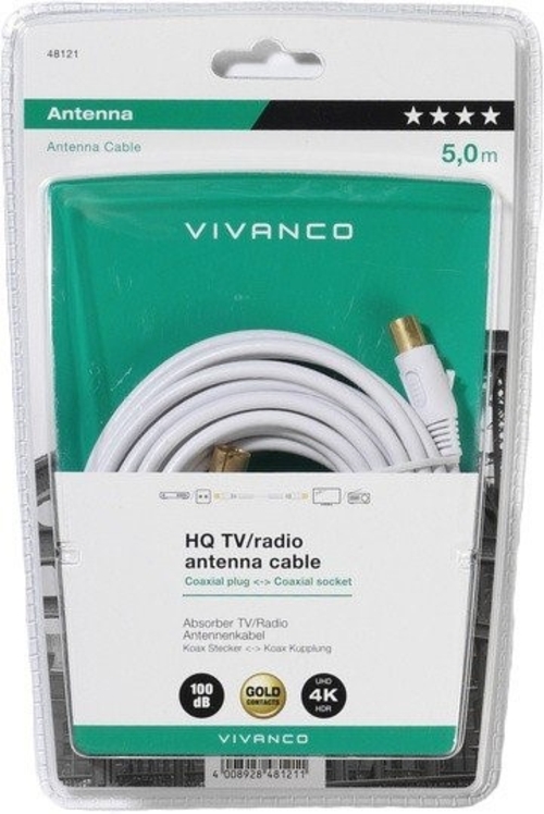 VIVANCO COAXIAL M/H 48121 Blanco - Cable 5 m