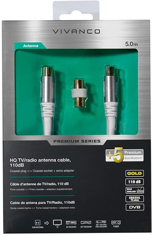 VIVANCO COAXIAL M/H 43150 Blanco - Cable 5 m
