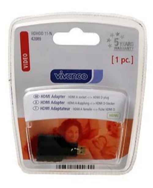 VIVANCO HDMI H-MICRO HDMI M 42089 Negro - Adaptador HDMI