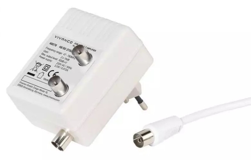 VIVANCO 2x1 48076 Blanco - Amplificador de Antena 15dB