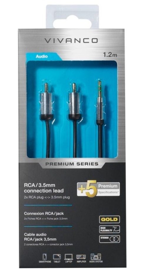 VIVANCO JACK-RCA 3.5MM 41202 Negro - Adaptador 1.2 m