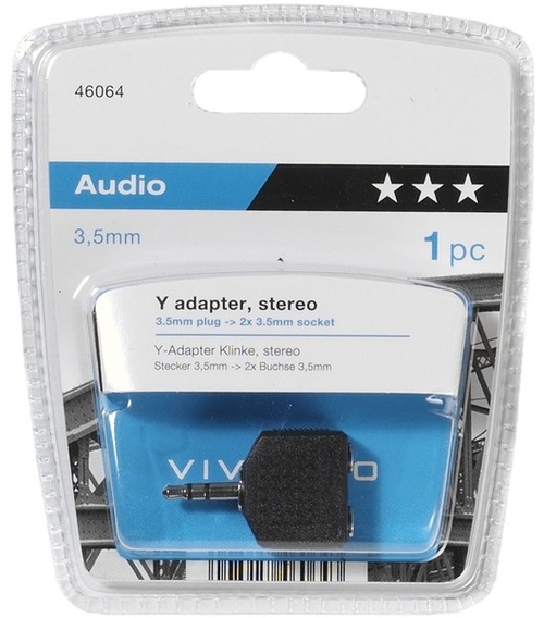 VIVANCO  JACK 3.5MM - 2H 46064 Negro - Adaptador Audio