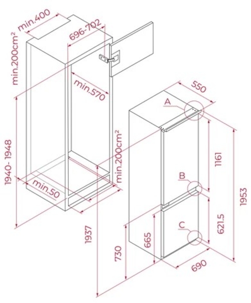 TEKA RBF 78785 FI Integrable - Frigorífico Combi No Frost