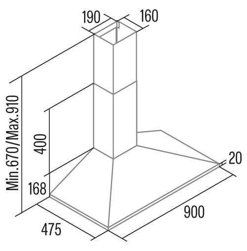 CATA VK 9000 X INOX - Campana Decorativa 90CM