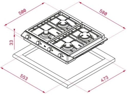 TEKA EX 60.1 4G AI AL CI INOX - Placa de Gas 60cm Gas Natural