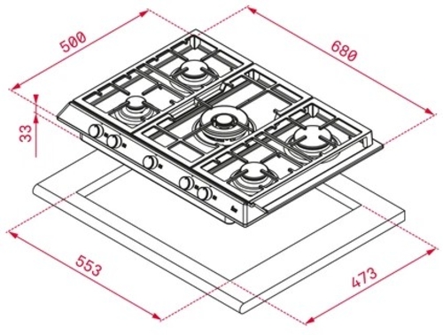 TEKA EX 70.1 5G AI AL DR CI INOX - Placa de Gas 70CM Gas Natural