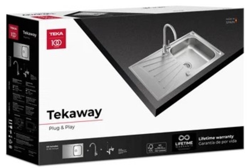 TEKA TEKAWAY STARBRIGHT 45 E-XP 1C 1E - UNI-9310 INOX - Pack Fregadero + Grifo