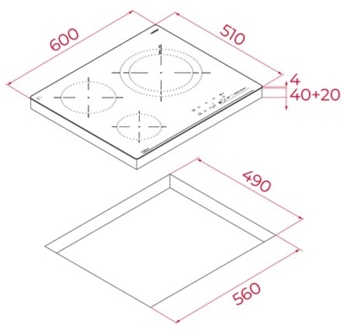 TEKA TBC 63620 Cristal Negro - Vitrocerámica de Inducción 60cm