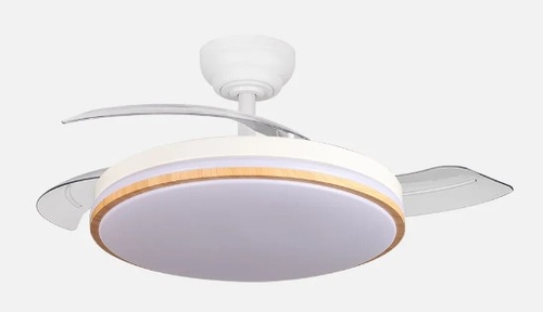 ABRILA DC RELAMPAGO Blanco-Haya - Ventilador de Techo Aspas Retráctiles 60W