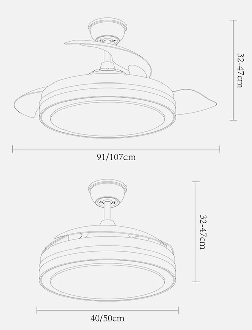 ABRILA ESPARTA Blanco - Ventilador de Techo Aspas Retráctiles 59W
