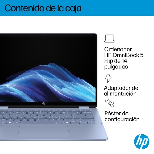 HP 5 FLIP X360 14-FP0055NS Azul - Ordenador Portátil OMNIBOOK 14" 16GB 1TB