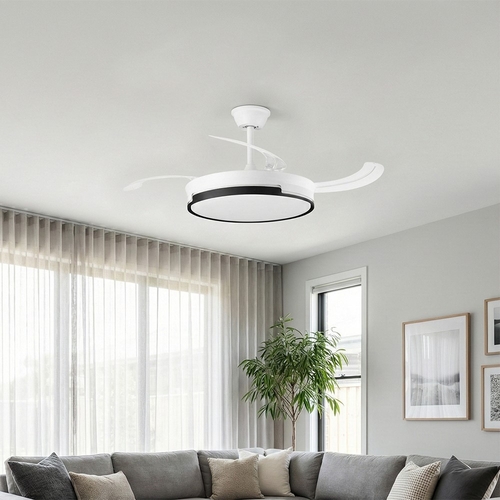 ORBEGOZO CP 162105 Blanco-Negro - Ventilador de Techo Aspas Retráctiles 30W