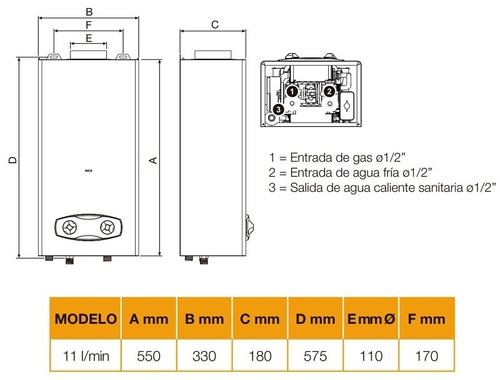 COINTRA LOW NOX CPA-11b Butano - Calentador de Gas Butano 11L