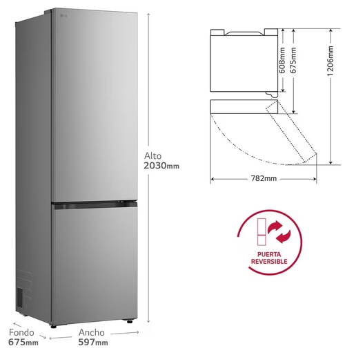 LG GBBSJ2CCPY INOX - Frigorífico Combi No Frost