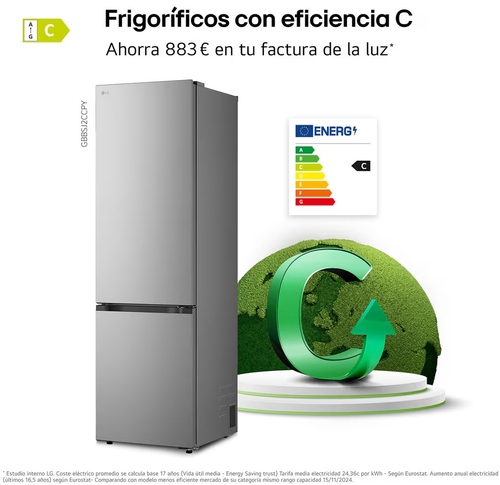 LG GBBSJ2CCPY INOX - Frigorífico Combi No Frost