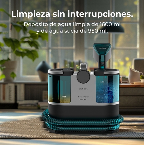 CECOTEC CONGA 7000W CARPET&SPOT CLEAN STEAM MAX Negro-Azul - Aspirador con Cable Tapicerías 1700W